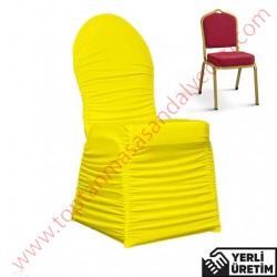 Hilton Sarı Streç Düğün, Organizasyon Banket Sandalye Örtüsü HLTNBDO005SRI